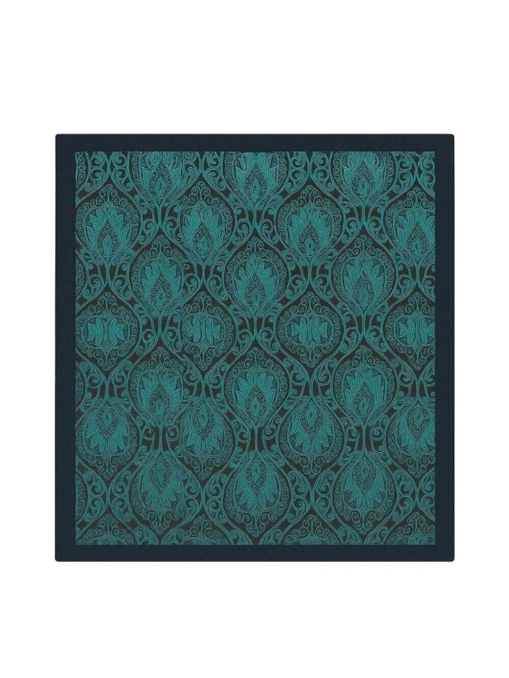 Silk Square Scarf Brown & Turquoise Paisley Design 20"x20" Elegant Soft Handkerc